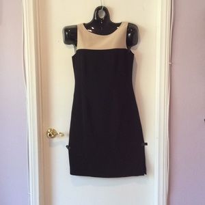 Ann Taylor Color Block Business Dress Sleeveless Black/Beige